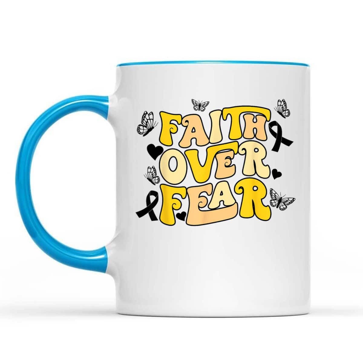 Faith Over Fear Sarcoma Cancer Awareness Yellow Ribbon Retro T-Shirt Faith Over Fear Sarcoma Cancer Awareness Yellow Ribbon Retro T-Shirt
