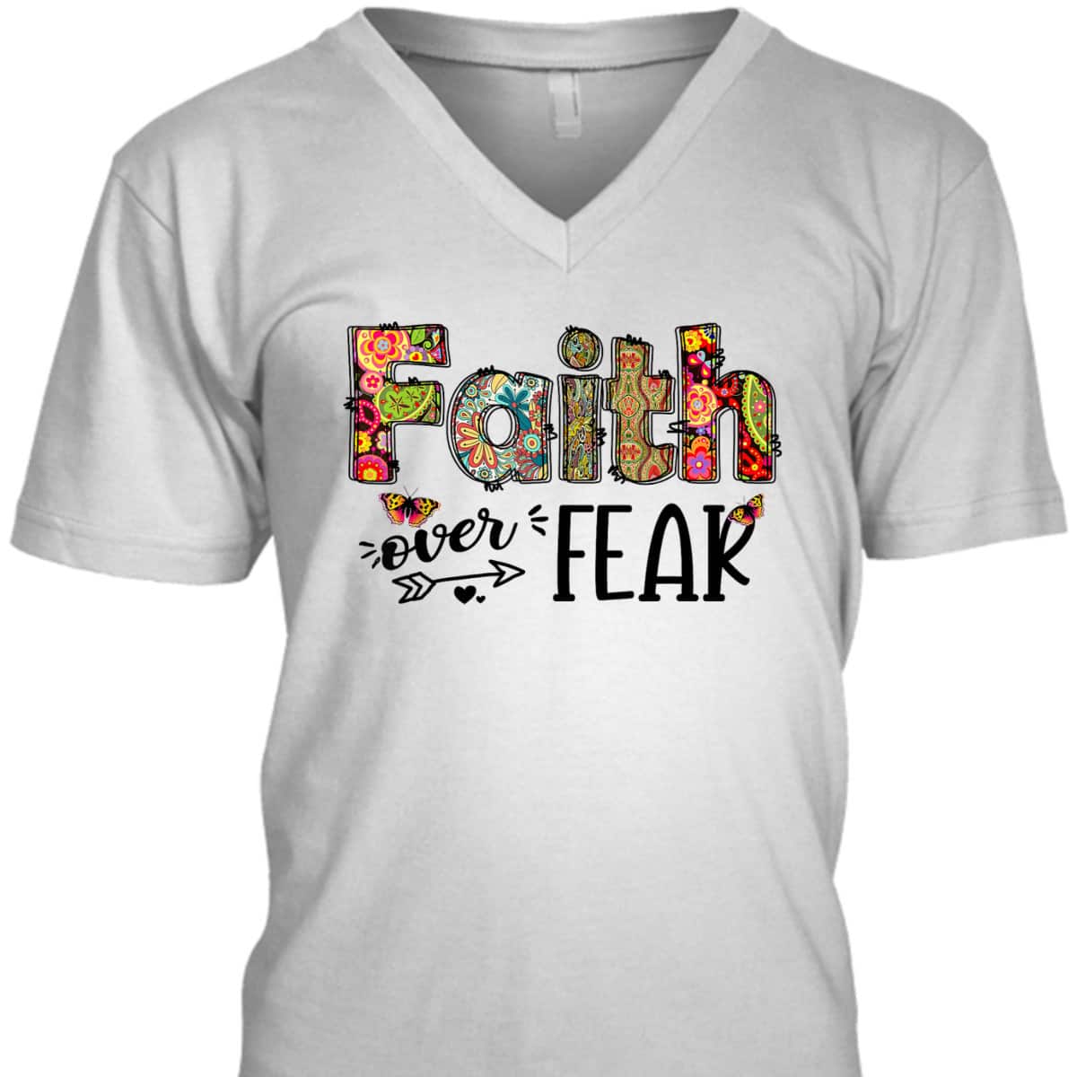 Leopard Floral Cross Faith Over Fear Christian Religious T-Shirt Leopard Floral Cross Faith Over Fear Christian Religious T-Shirt