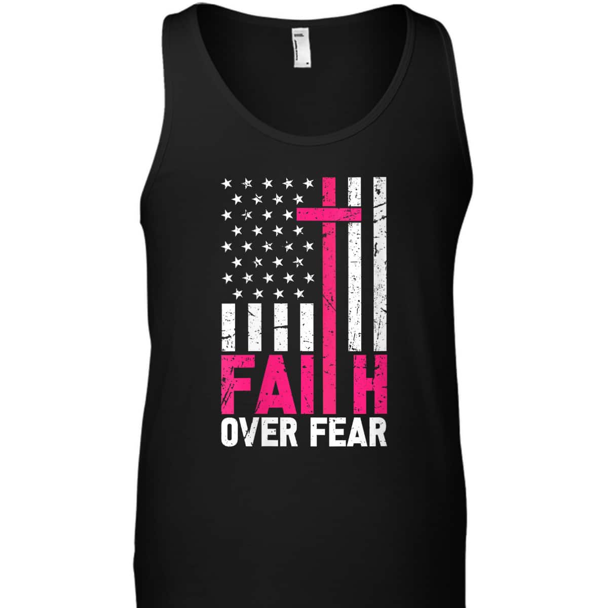 American Flag Pink Breast Cancer Awareness Faith Over Fear T-Shirt American Flag Pink Breast Cancer Awareness Faith Over Fear T-Shirt