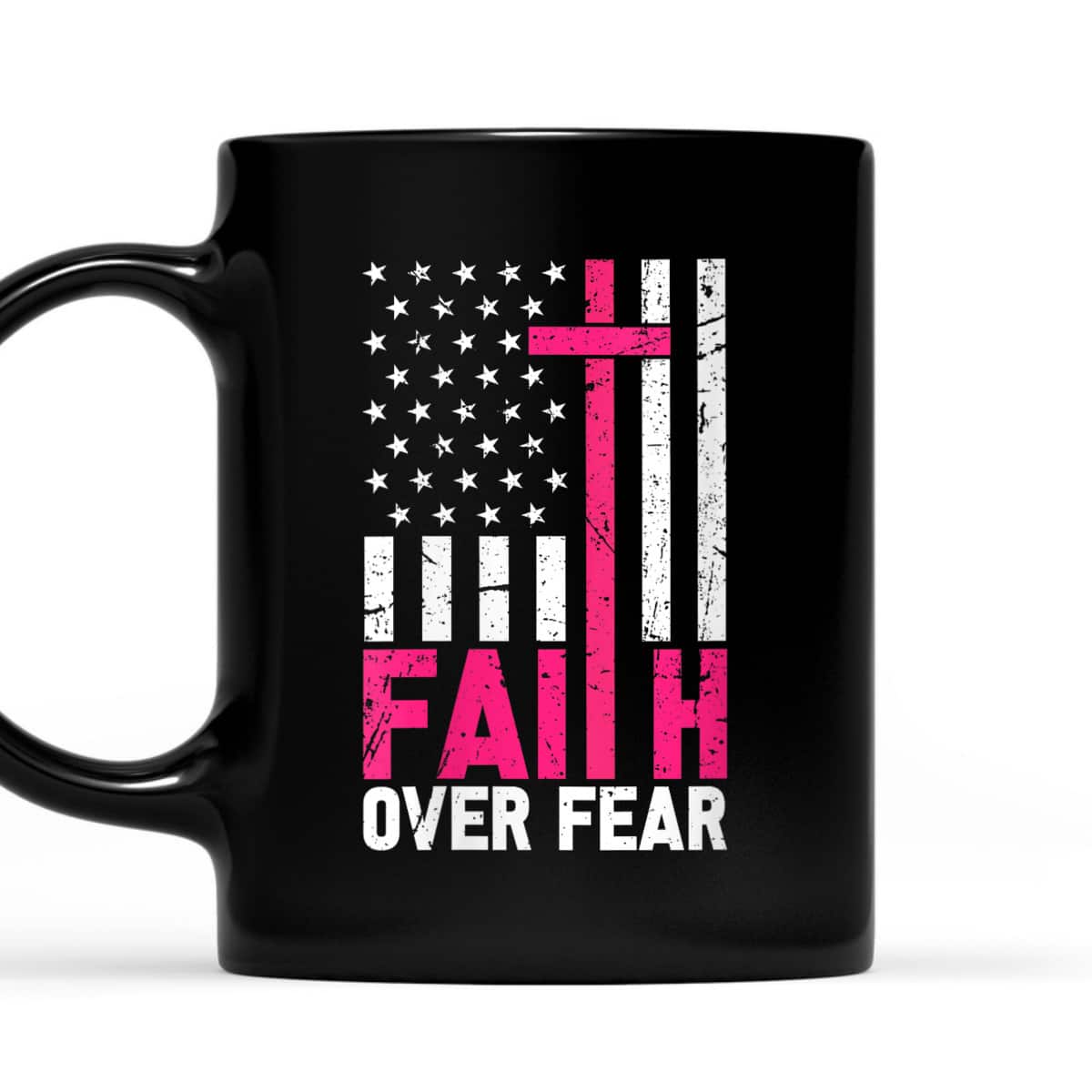 American Flag Pink Breast Cancer Awareness Faith Over Fear T-Shirt American Flag Pink Breast Cancer Awareness Faith Over Fear T-Shirt
