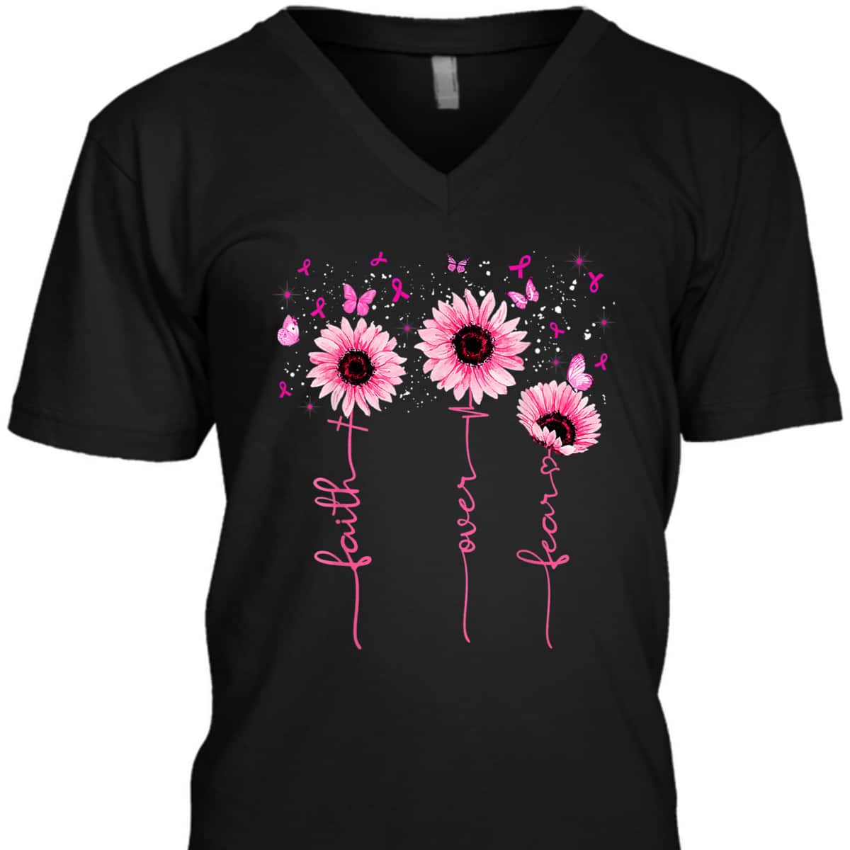 Faith Over Fear Breast Cancer Awareness Sunflower Christians T-Shirt Faith Over Fear Breast Cancer Awareness Sunflower Christians T-Shirt