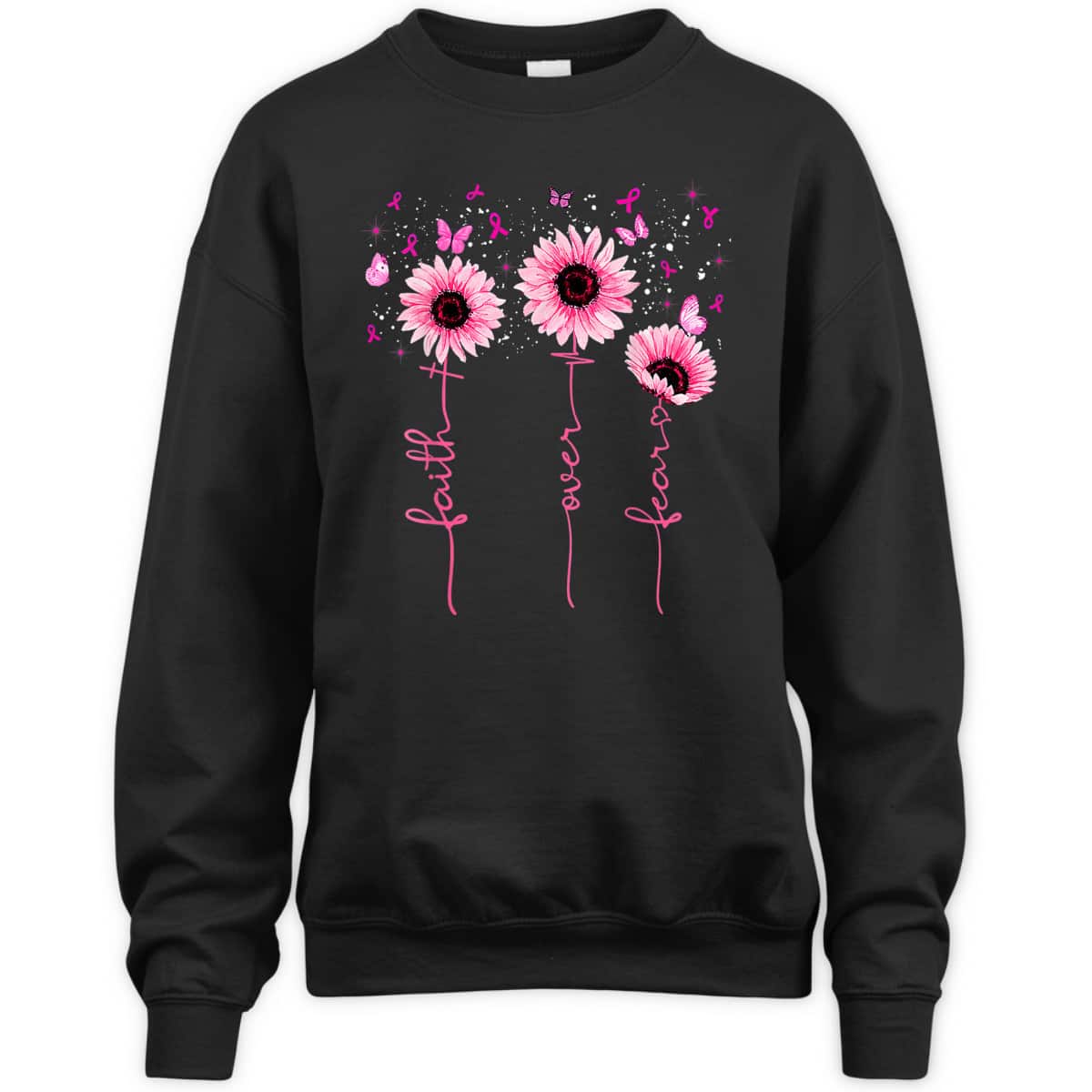 Faith Over Fear Breast Cancer Awareness Sunflower Christians T-Shirt Faith Over Fear Breast Cancer Awareness Sunflower Christians T-Shirt