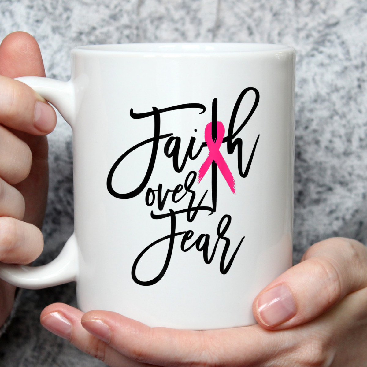 Pink Ribbon Christian Cross Faith Over Fear Breast Cancer Awareness T-Shirt Pink Ribbon Christian Cross Faith Over Fear Breast Cancer Awareness T-Shirt