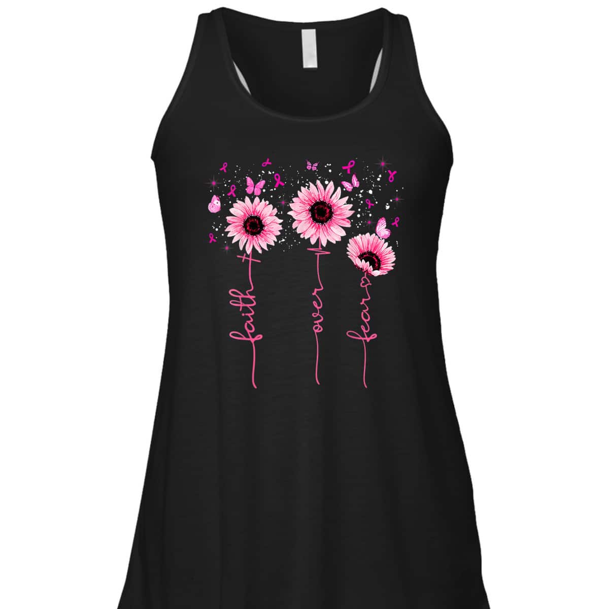 Faith Over Fear Breast Cancer Awareness Sunflower Christians T-Shirt Faith Over Fear Breast Cancer Awareness Sunflower Christians T-Shirt