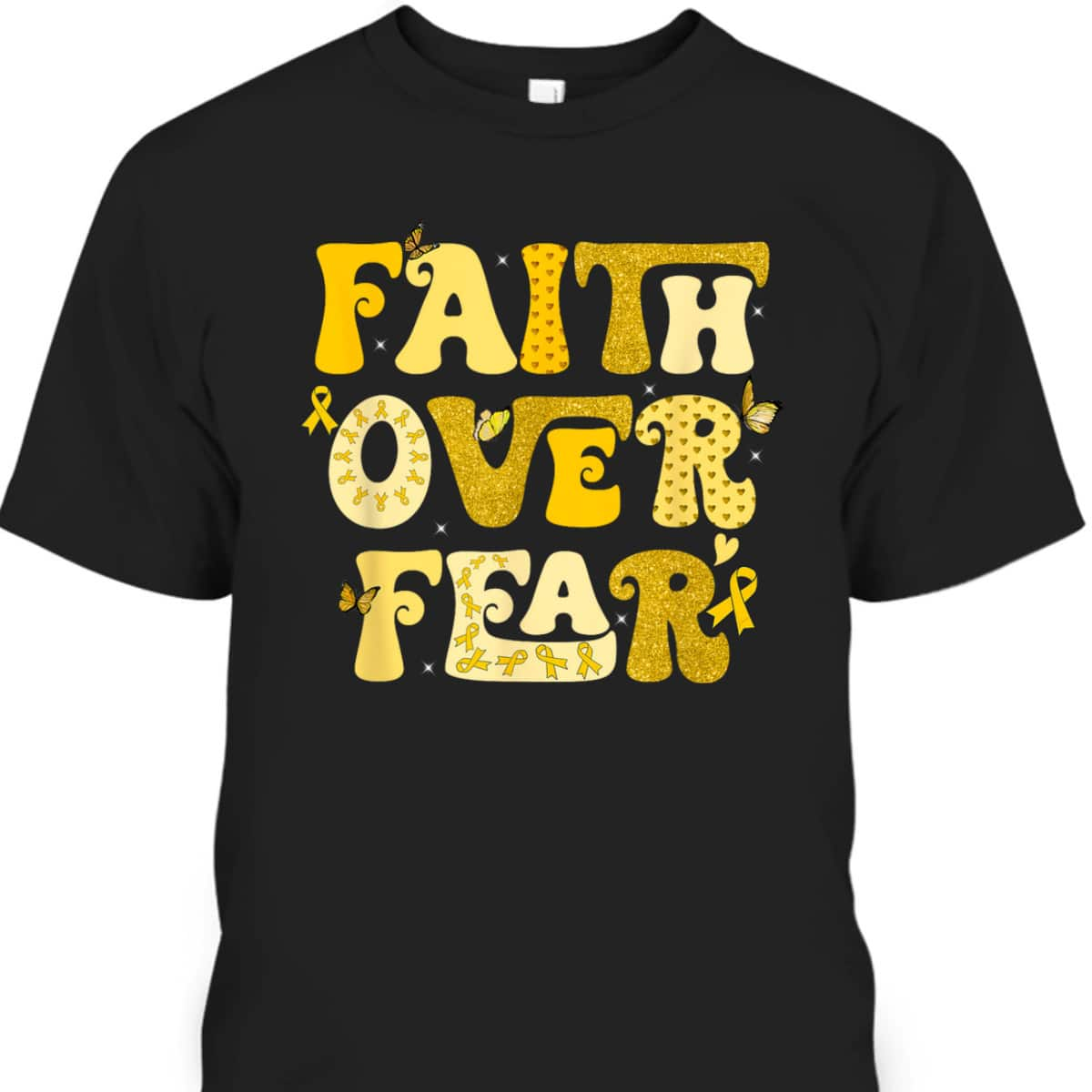 Faith Over Fear Childhood Cancer Awareness Survivor Warrior T-Shirt