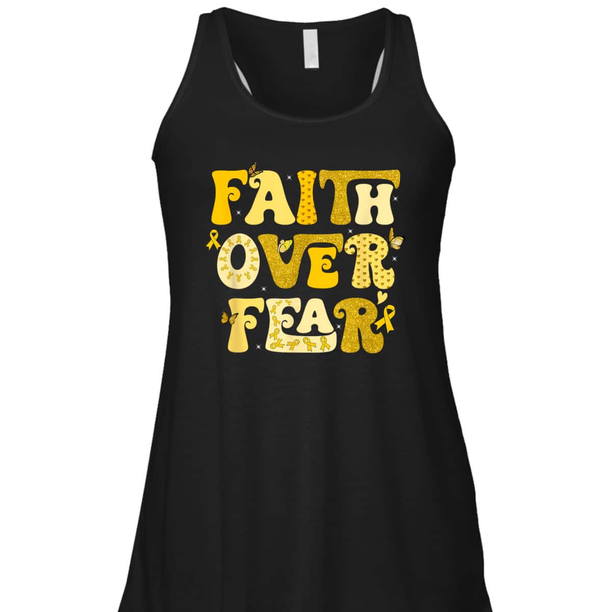 Faith Over Fear Childhood Cancer Awareness Survivor Warrior T-Shirt Faith Over Fear Childhood Cancer Awareness Survivor Warrior T-Shirt