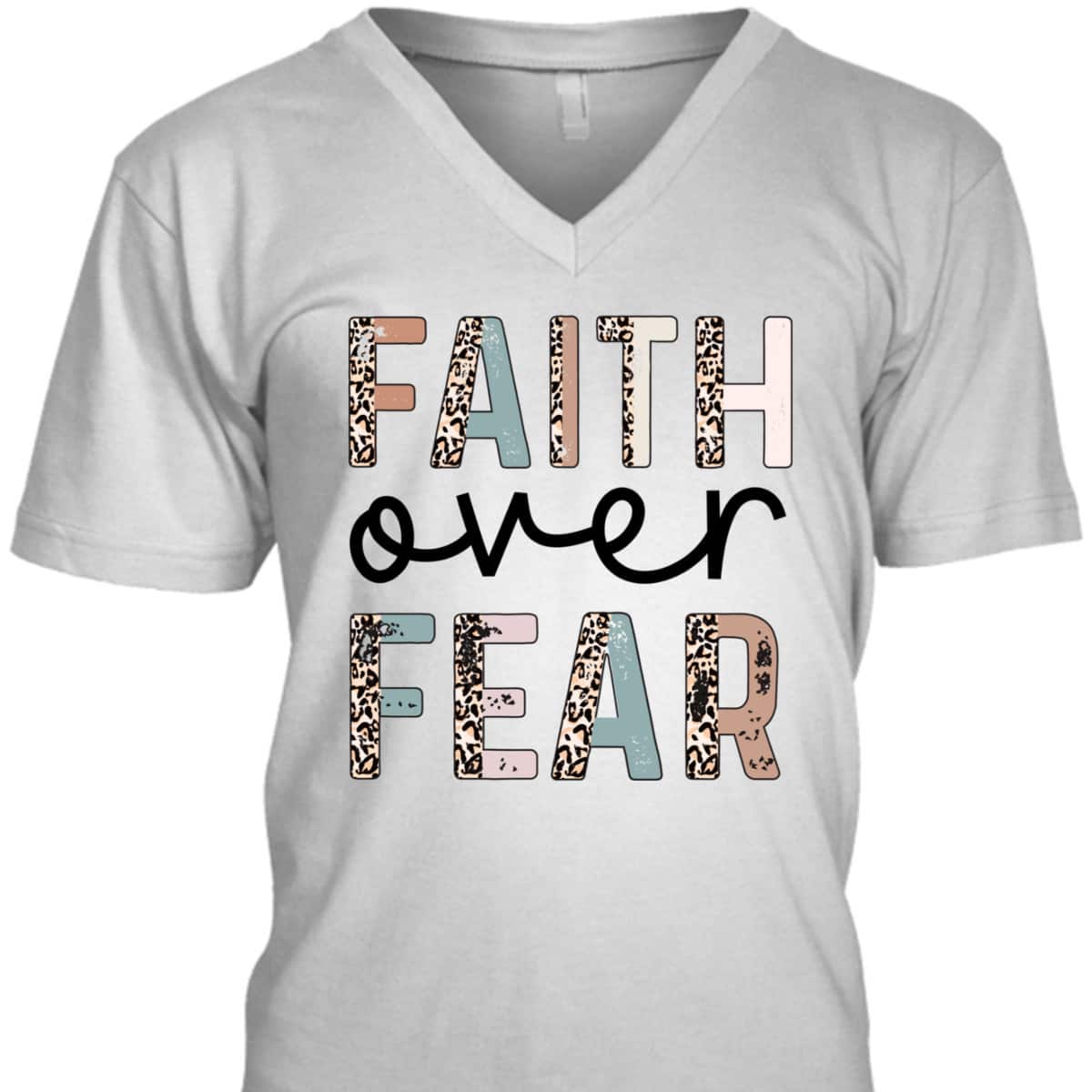 Cute Leopard Faith Over Fear Christian Religious T-Shirt Cute Leopard Faith Over Fear Christian Religious T-Shirt