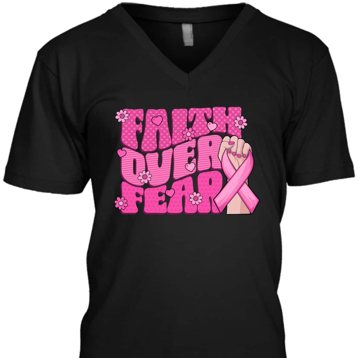 Breast Cancer Awareness Faith Over Fear Pink Ribbon T-Shirt Breast Cancer Awareness Faith Over Fear Pink Ribbon T-Shirt