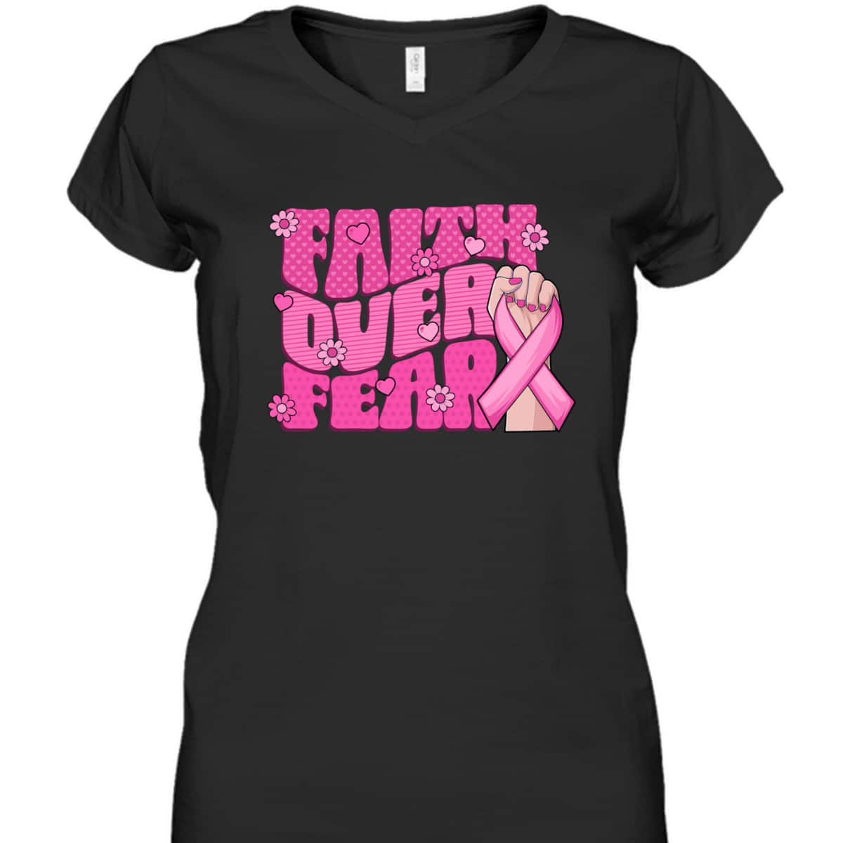 Breast Cancer Awareness Faith Over Fear Pink Ribbon T-Shirt Breast Cancer Awareness Faith Over Fear Pink Ribbon T-Shirt