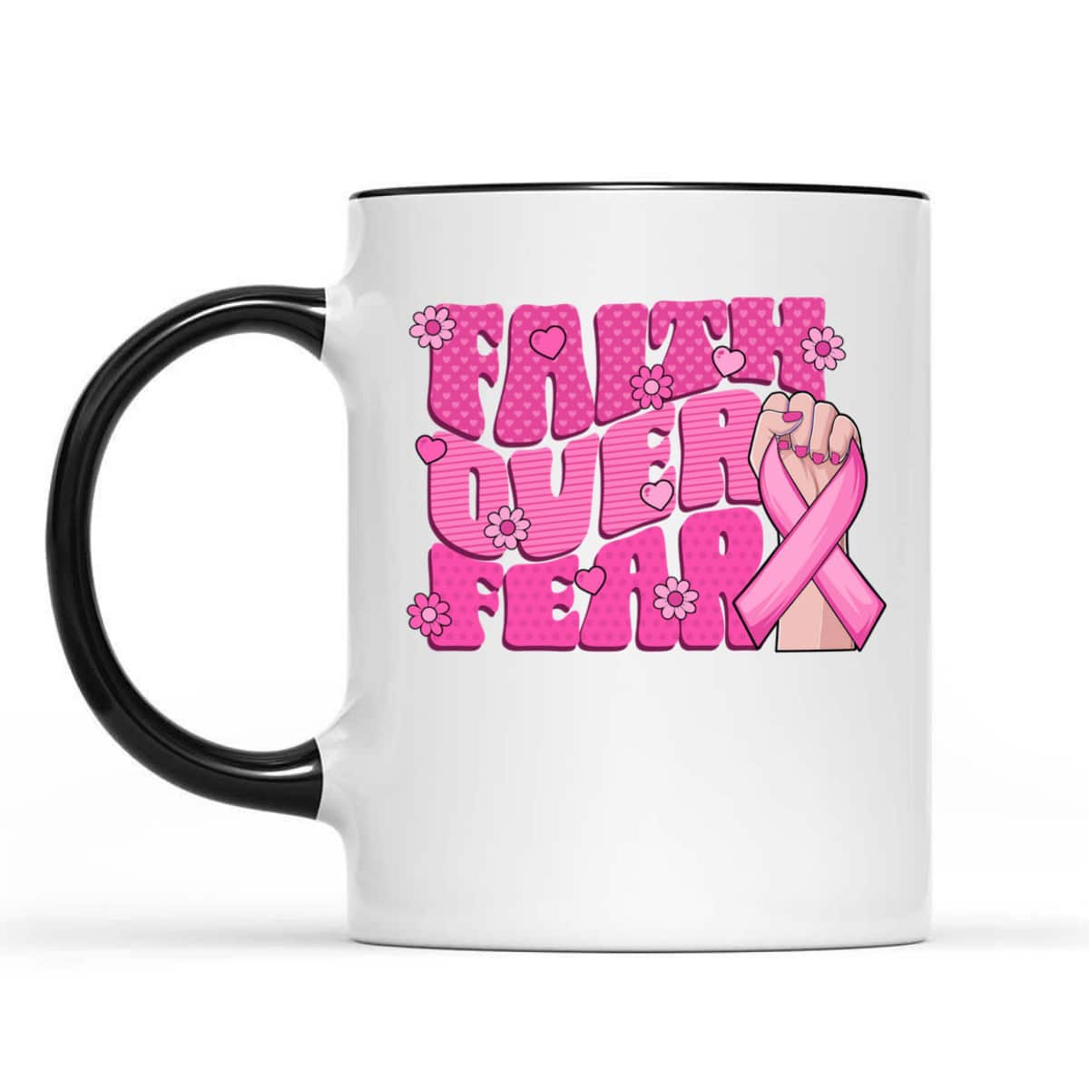 Breast Cancer Awareness Faith Over Fear Pink Ribbon T-Shirt Breast Cancer Awareness Faith Over Fear Pink Ribbon T-Shirt