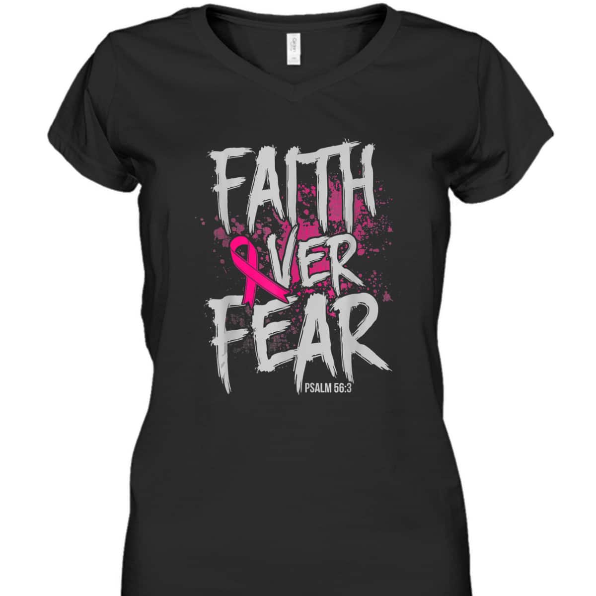 Christian Breast Cancer Faith Over Fear T-Shirt Pink Ribbon Christian Breast Cancer Faith Over Fear T-Shirt Pink Ribbon