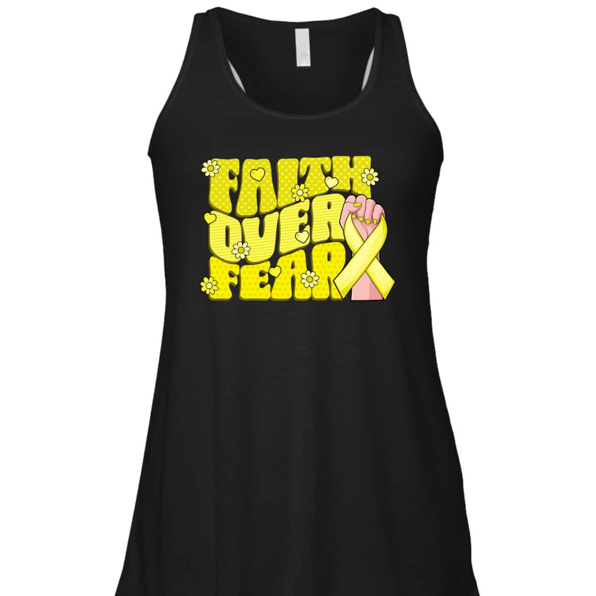 Faith Over Fear Yellow Ribbon Sarcoma Bone Cancer Awareness T-Shirt Faith Over Fear Yellow Ribbon Sarcoma Bone Cancer Awareness T-Shirt