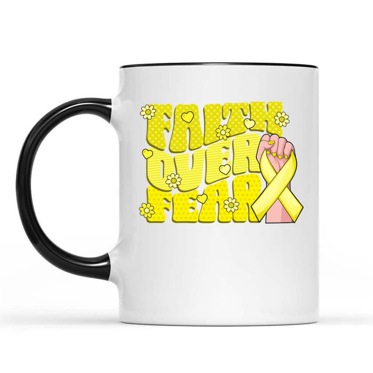Faith Over Fear Yellow Ribbon Sarcoma Bone Cancer Awareness T-Shirt Faith Over Fear Yellow Ribbon Sarcoma Bone Cancer Awareness T-Shirt
