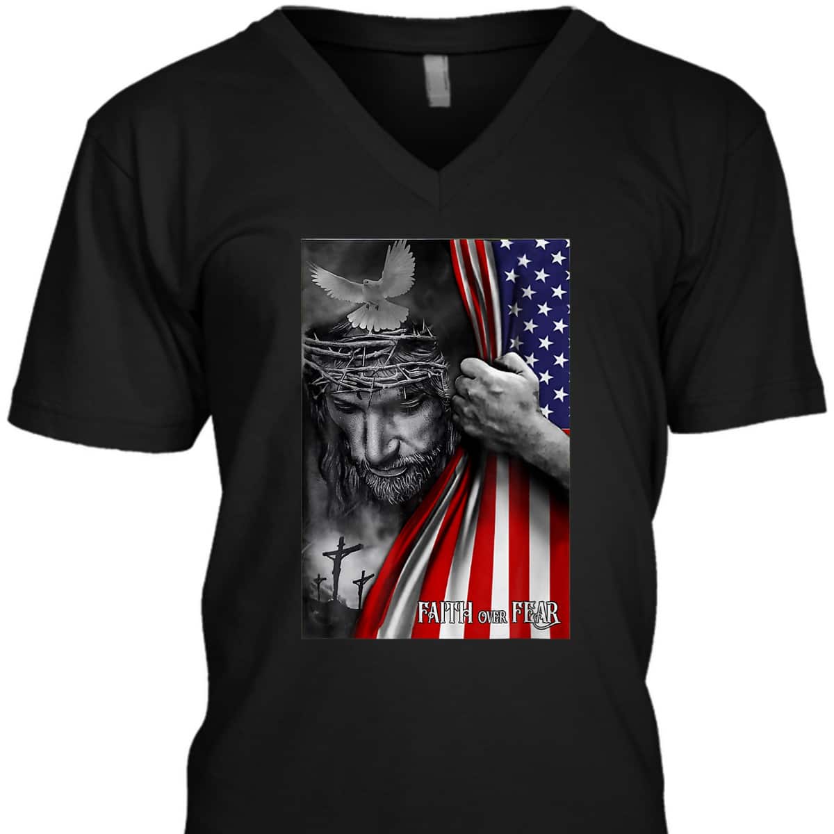 Faith Over Fear God Jesus Christian USA Flag Religious Bible Verse 4th Of July Independence Day T-Shirt Faith Over Fear God Jesus Christian USA Flag Religious Bible Verse 4th Of July Independence Day T-Shirt