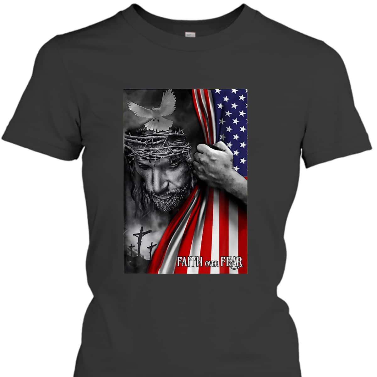 Faith Over Fear God Jesus Christian USA Flag Religious Bible Verse 4th Of July Independence Day T-Shirt Faith Over Fear God Jesus Christian USA Flag Religious Bible Verse 4th Of July Independence Day T-Shirt