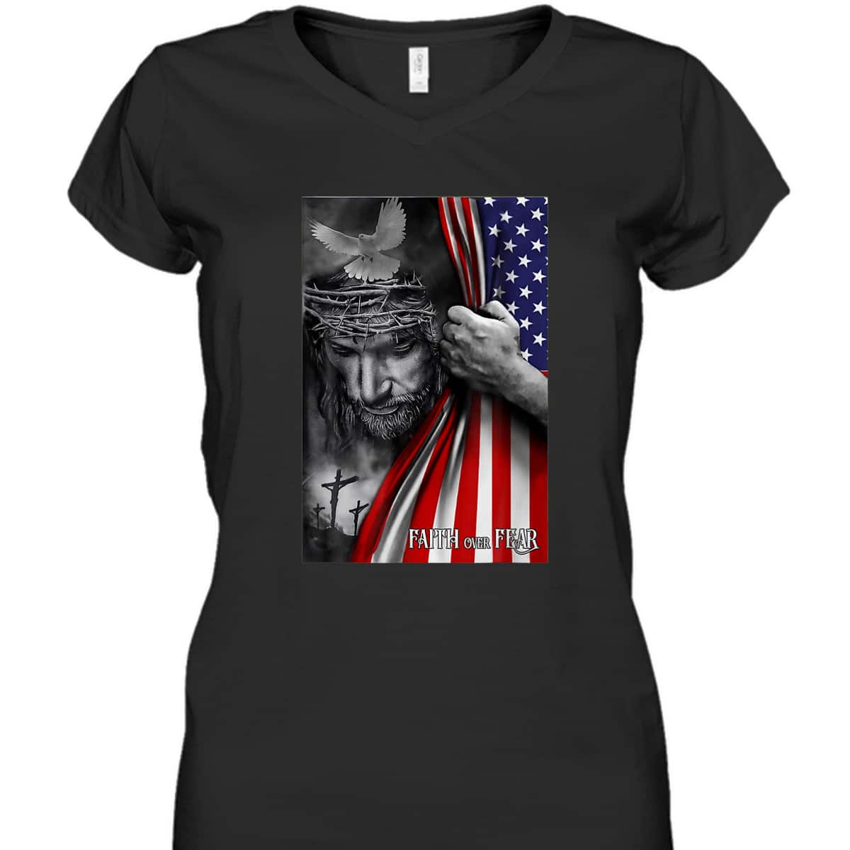 Faith Over Fear God Jesus Christian USA Flag Religious Bible Verse 4th Of July Independence Day T-Shirt Faith Over Fear God Jesus Christian USA Flag Religious Bible Verse 4th Of July Independence Day T-Shirt