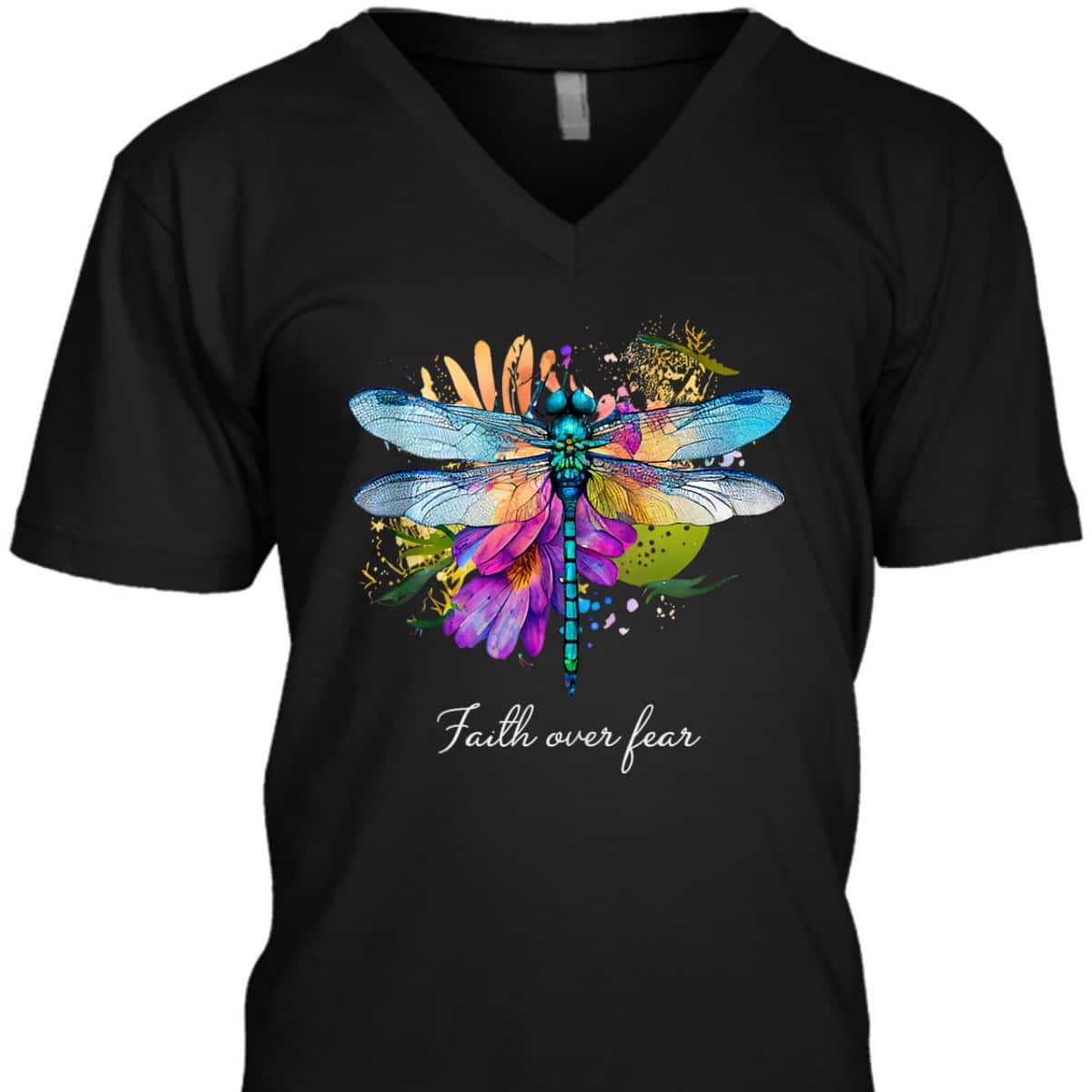 Faith Over Fear Floral Dragonfly Christian Summer Religious T-Shirt Faith Over Fear Floral Dragonfly Christian Summer Religious T-Shirt