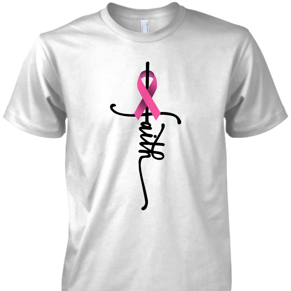 Christian Faith Pink Ribbon T-Shirt Cross Breast Cancer Awareness Christian Faith Pink Ribbon T-Shirt Cross Breast Cancer Awareness