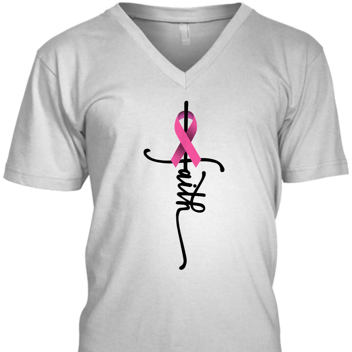 Christian Faith Pink Ribbon T-Shirt Cross Breast Cancer Awareness Christian Faith Pink Ribbon T-Shirt Cross Breast Cancer Awareness