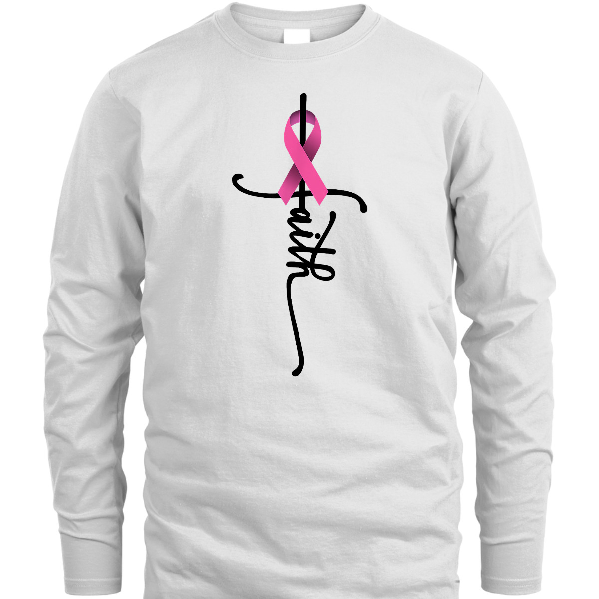 Christian Faith Pink Ribbon T-Shirt Cross Breast Cancer Awareness Christian Faith Pink Ribbon T-Shirt Cross Breast Cancer Awareness