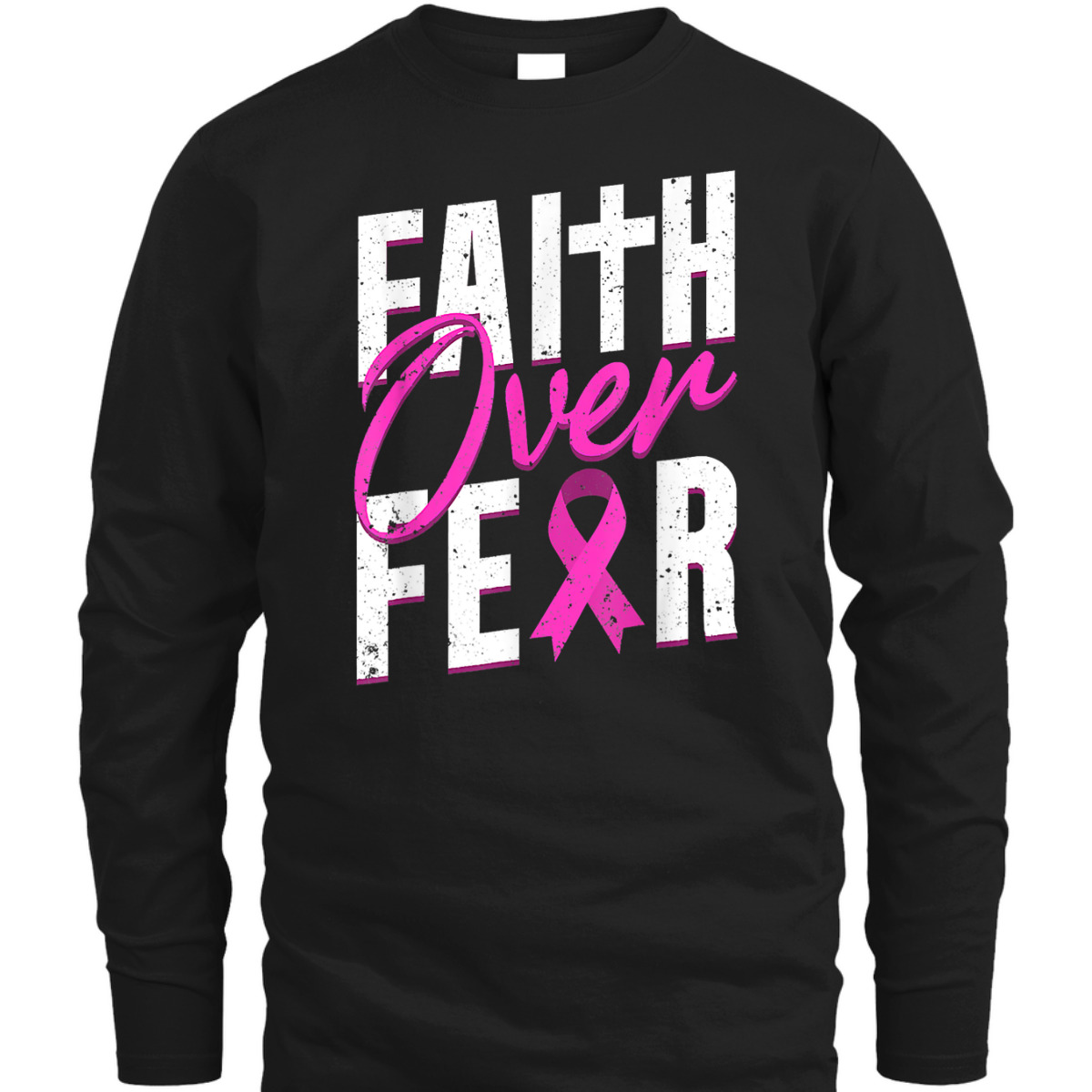 Pink Ribbon Christian Cross Faith Over Fear Breast Cancer Awareness T-Shirt Pink Ribbon Christian Cross Faith Over Fear Breast Cancer Awareness T-Shirt