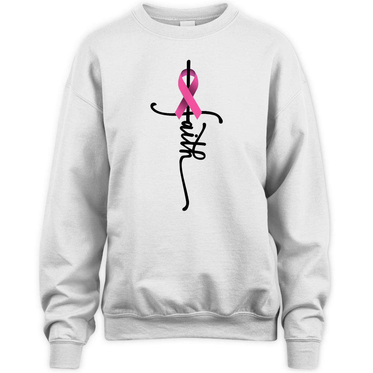 Christian Faith Pink Ribbon T-Shirt Cross Breast Cancer Awareness Christian Faith Pink Ribbon T-Shirt Cross Breast Cancer Awareness