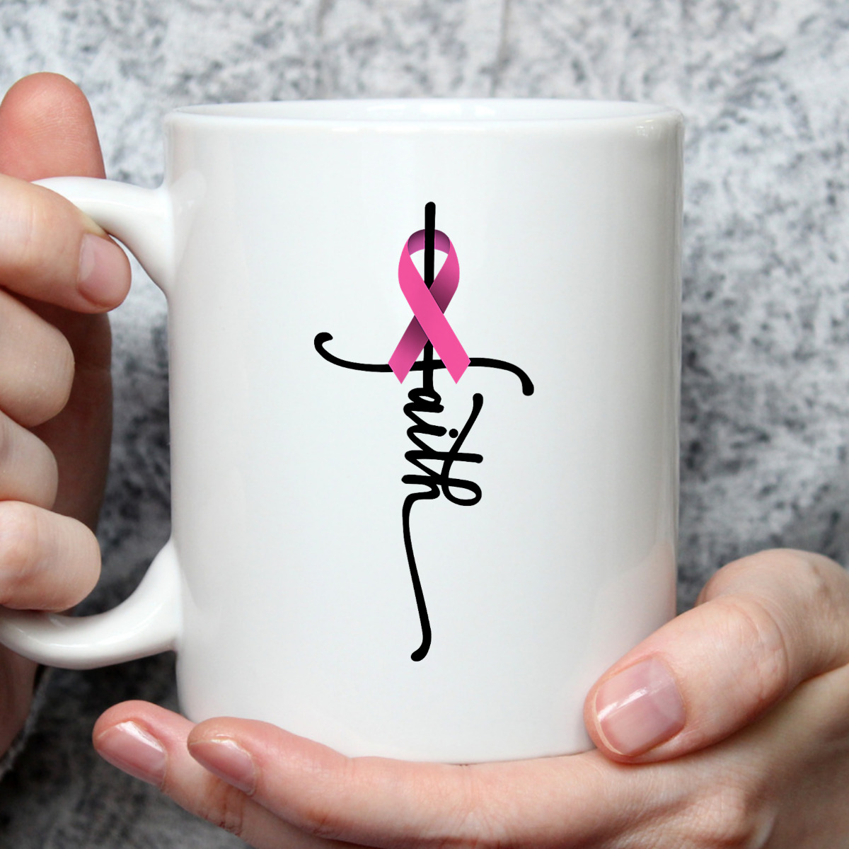 Christian Faith Pink Ribbon T-Shirt Cross Breast Cancer Awareness Christian Faith Pink Ribbon T-Shirt Cross Breast Cancer Awareness
