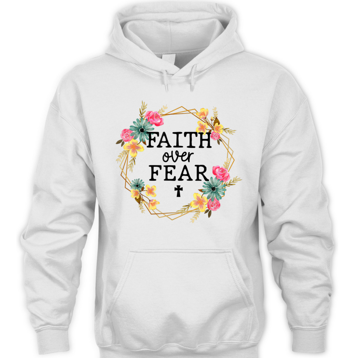Faith Over Fear Floral Wreath Jesus Religion Christian T-Shirt Faith Over Fear Floral Wreath Jesus Religion Christian T-Shirt