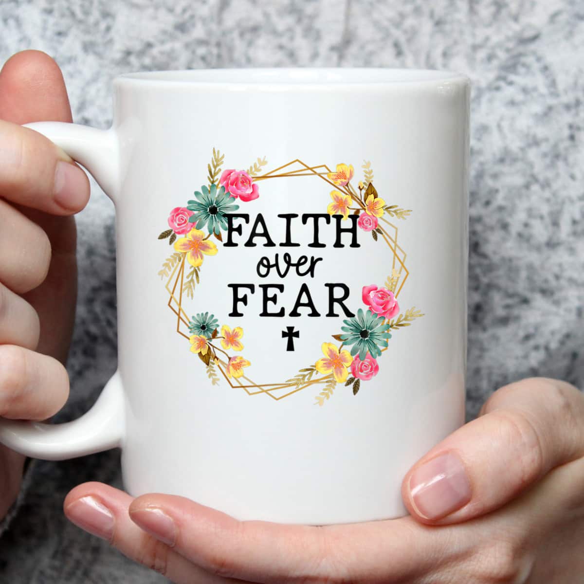 Faith Over Fear Floral Wreath Jesus Religion Christian T-Shirt Faith Over Fear Floral Wreath Jesus Religion Christian T-Shirt