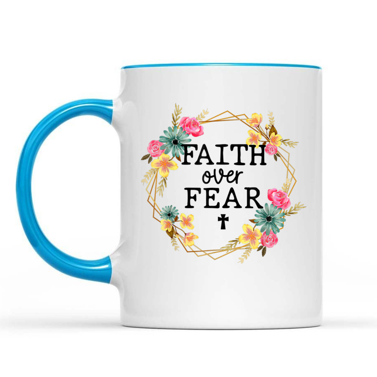 Faith Over Fear Floral Wreath Jesus Religion Christian T-Shirt Faith Over Fear Floral Wreath Jesus Religion Christian T-Shirt