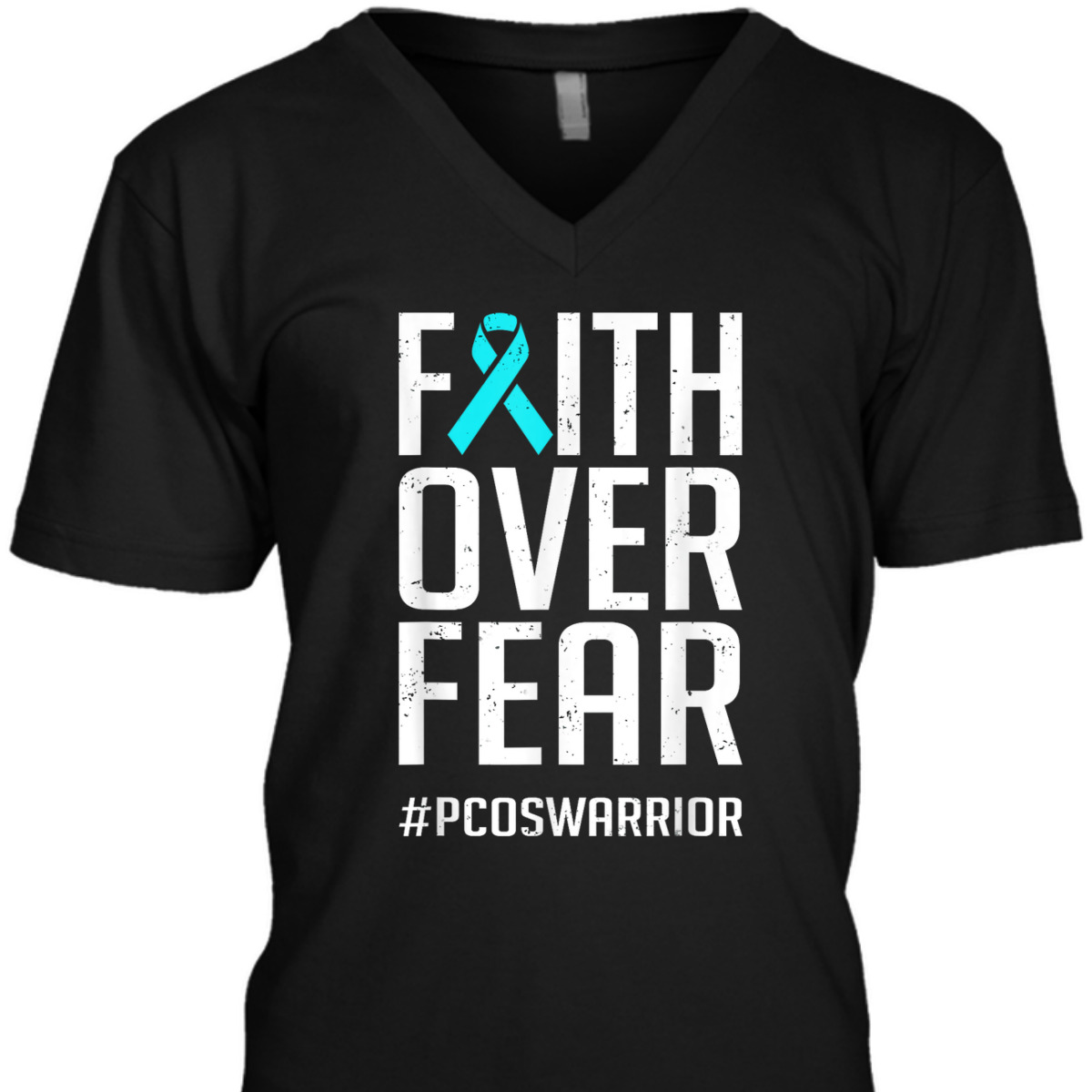 Faith Over Fear #PCOSWarrior PCOS Awareness T-Shirt Faith Over Fear #PCOSWarrior PCOS Awareness T-Shirt