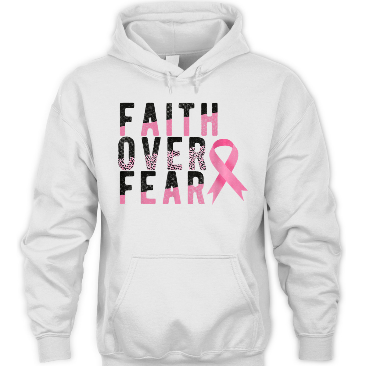 Breast Cancer Faith Over Fear Pink Ribbon Leopard T-Shirt Breast Cancer Faith Over Fear Pink Ribbon Leopard T-Shirt