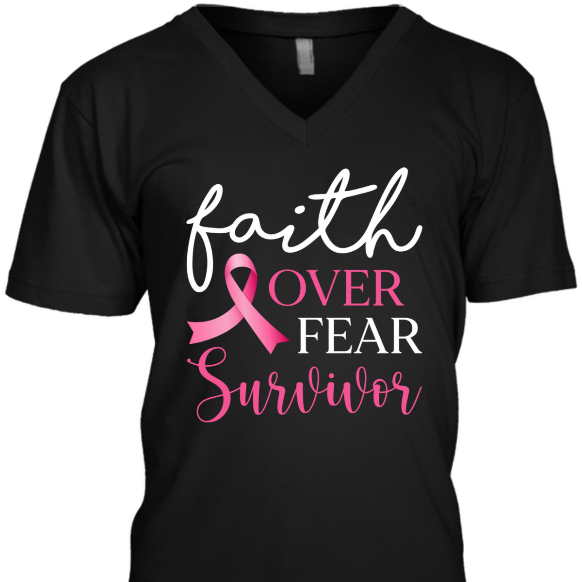 Faith Over Fear Survivor Pink Ribbon Breast Cancer Warrior T-Shirt Faith Over Fear Survivor Pink Ribbon Breast Cancer Warrior T-Shirt