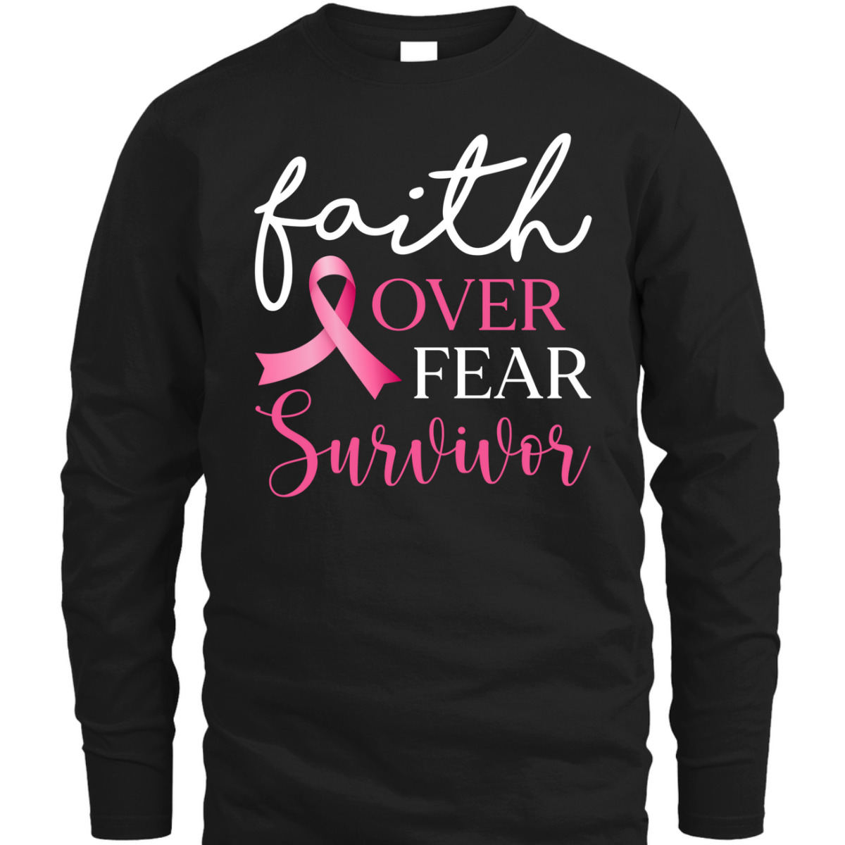Faith Over Fear Survivor Pink Ribbon Breast Cancer Warrior T-Shirt Faith Over Fear Survivor Pink Ribbon Breast Cancer Warrior T-Shirt