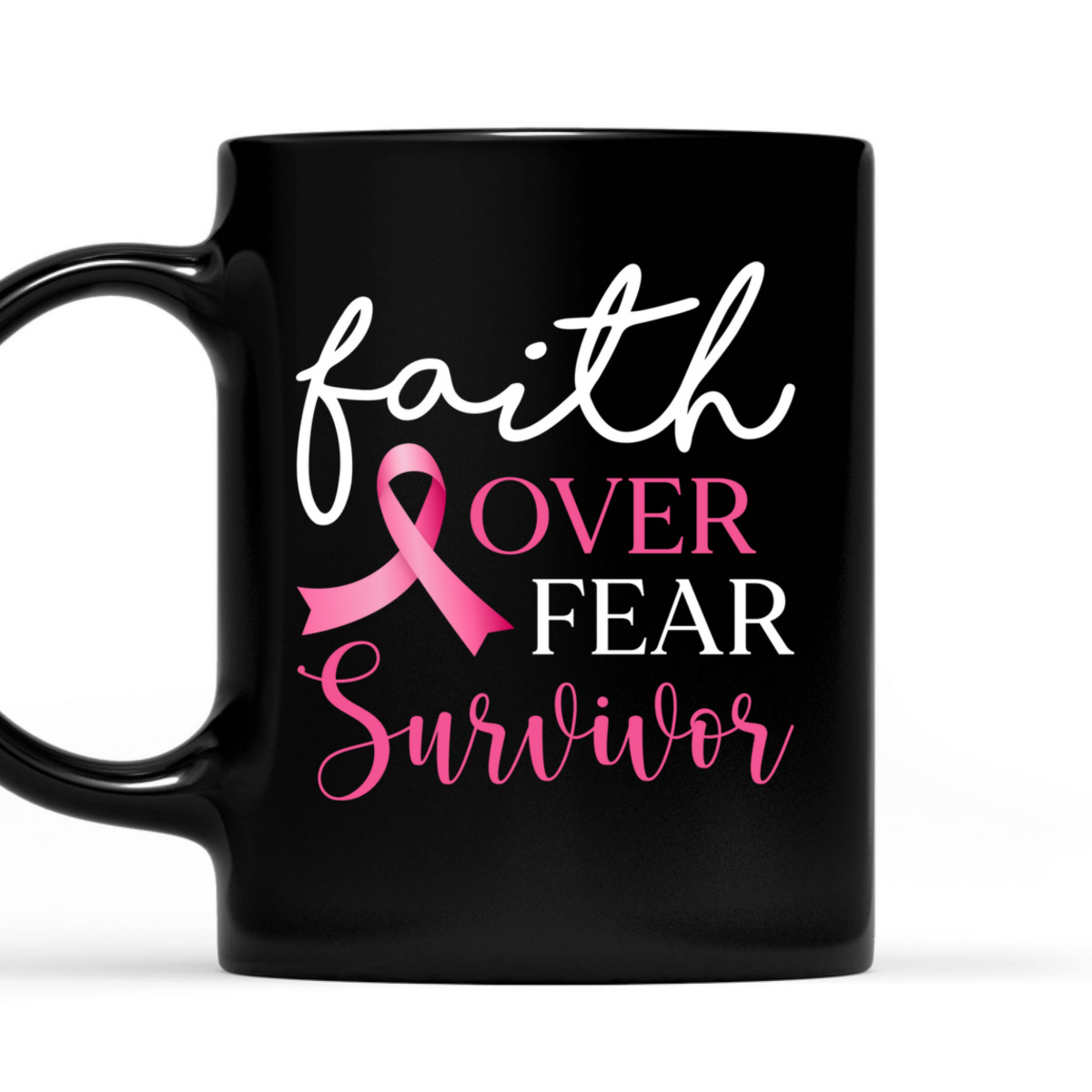 Faith Over Fear Survivor Pink Ribbon Breast Cancer Warrior T-Shirt Faith Over Fear Survivor Pink Ribbon Breast Cancer Warrior T-Shirt
