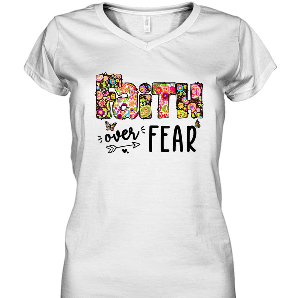 Jesus Faith Over Fear Inspiration Christian God Floral T-Shirt Jesus Faith Over Fear Inspiration Christian God Floral T-Shirt