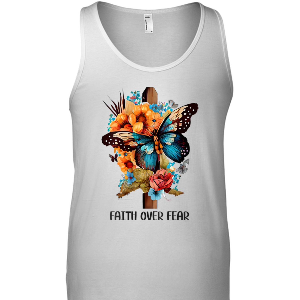 Faith Over Fear Floral Christian Cross Religious Butterfly T-Shirt Faith Over Fear Floral Christian Cross Religious Butterfly T-Shirt