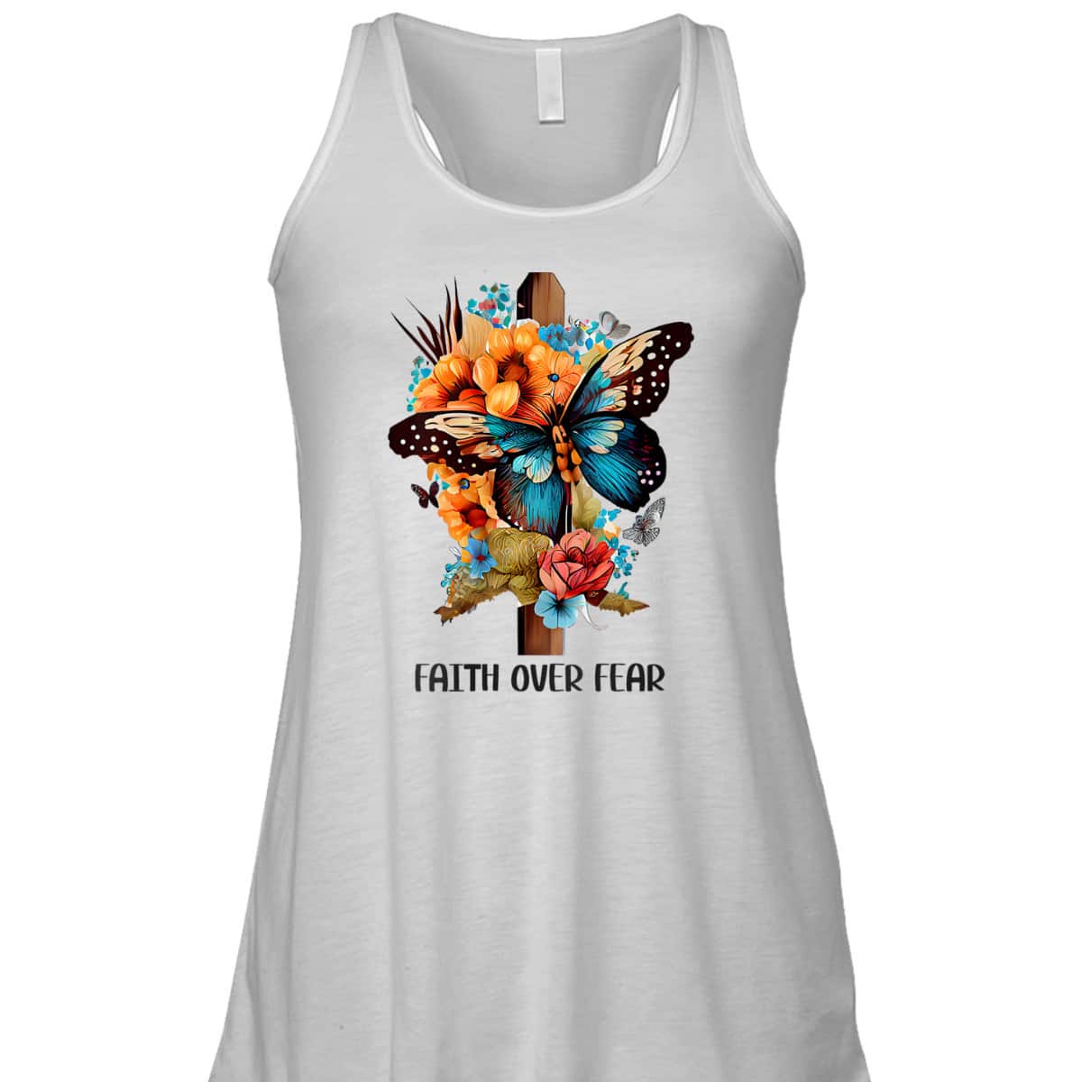 Faith Over Fear Floral Christian Cross Religious Butterfly T-Shirt Faith Over Fear Floral Christian Cross Religious Butterfly T-Shirt