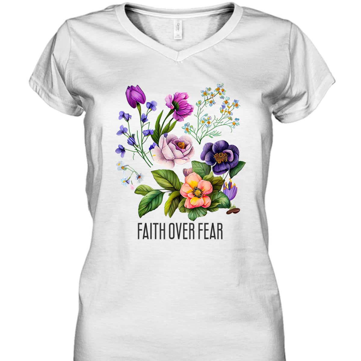 Faith Over Fear Christian Floral Summer Flowers T-Shirt Faith Over Fear Christian Floral Summer Flowers T-Shirt