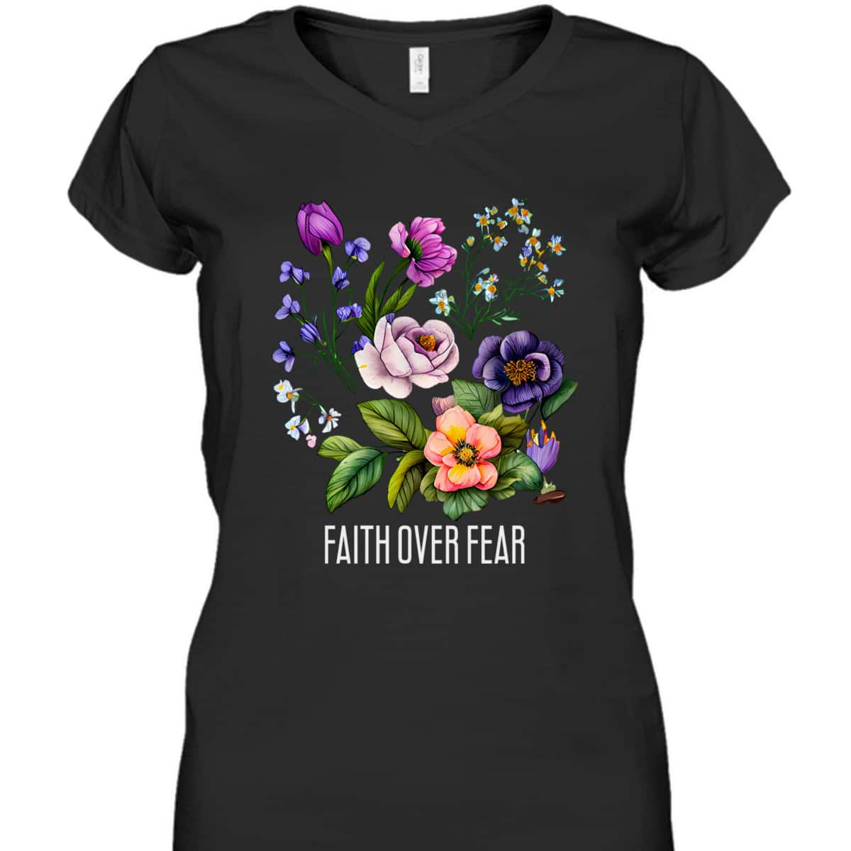 Faith Over Fear Floral Flowers Faith Religious T-Shirt Faith Over Fear Floral Flowers Faith Religious T-Shirt