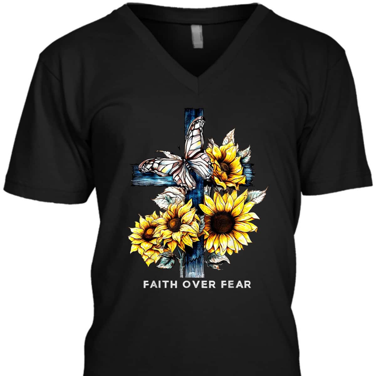 Faith Over Fear Sunflower Religious Faith T-Shirt Faith Over Fear Sunflower Religious Faith T-Shirt