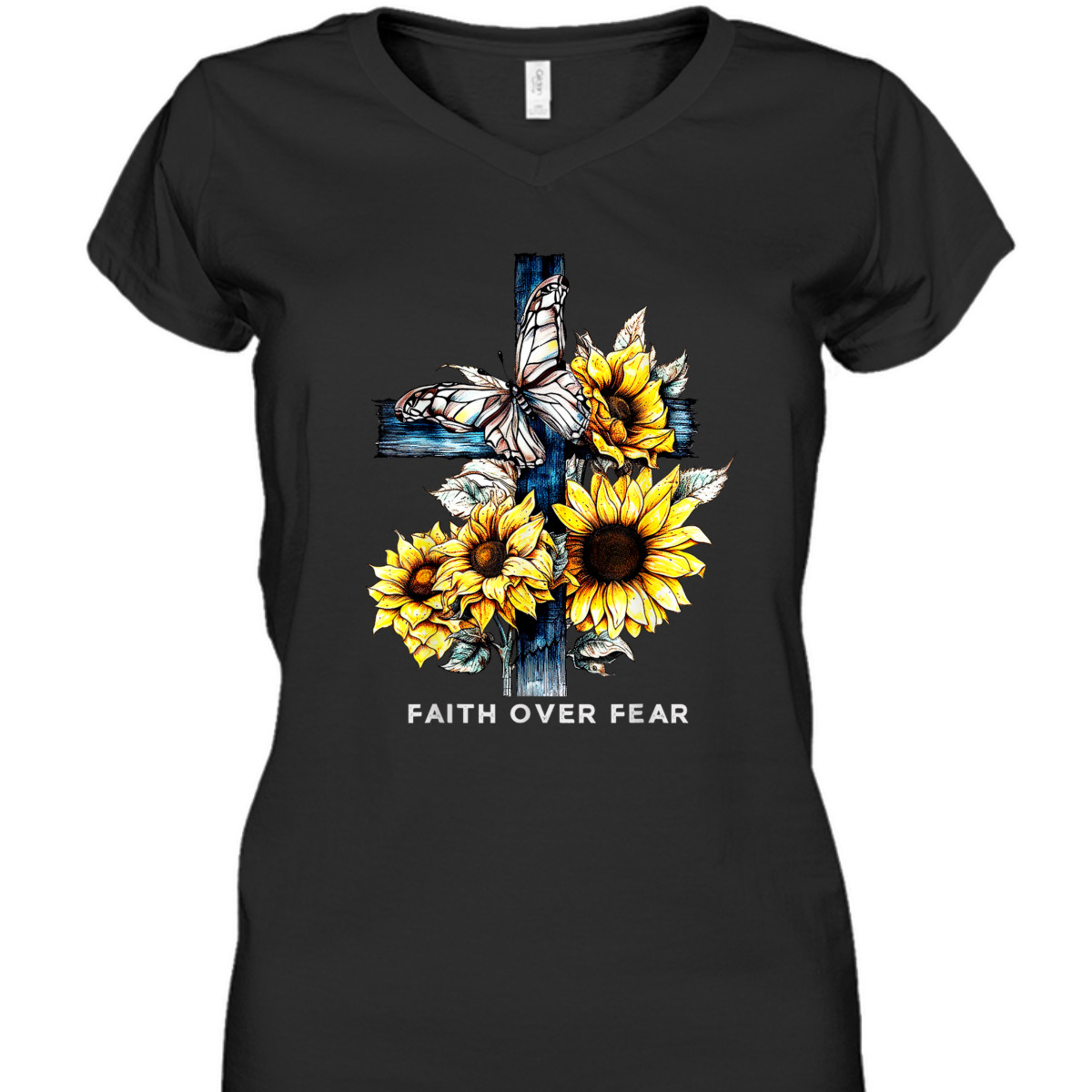 Faith Over Fear Sunflower Religious Faith T-Shirt Faith Over Fear Sunflower Religious Faith T-Shirt