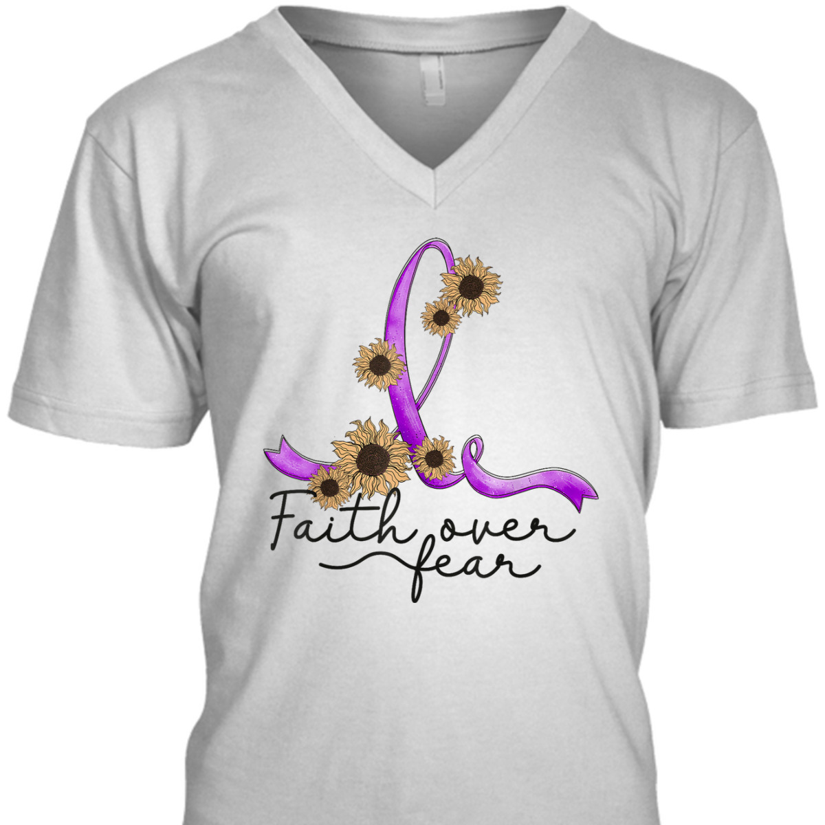 Epilepsy Awareness Sunflower Faith Over Fear Christian T-Shirt Epilepsy Awareness Sunflower Faith Over Fear Christian T-Shirt
