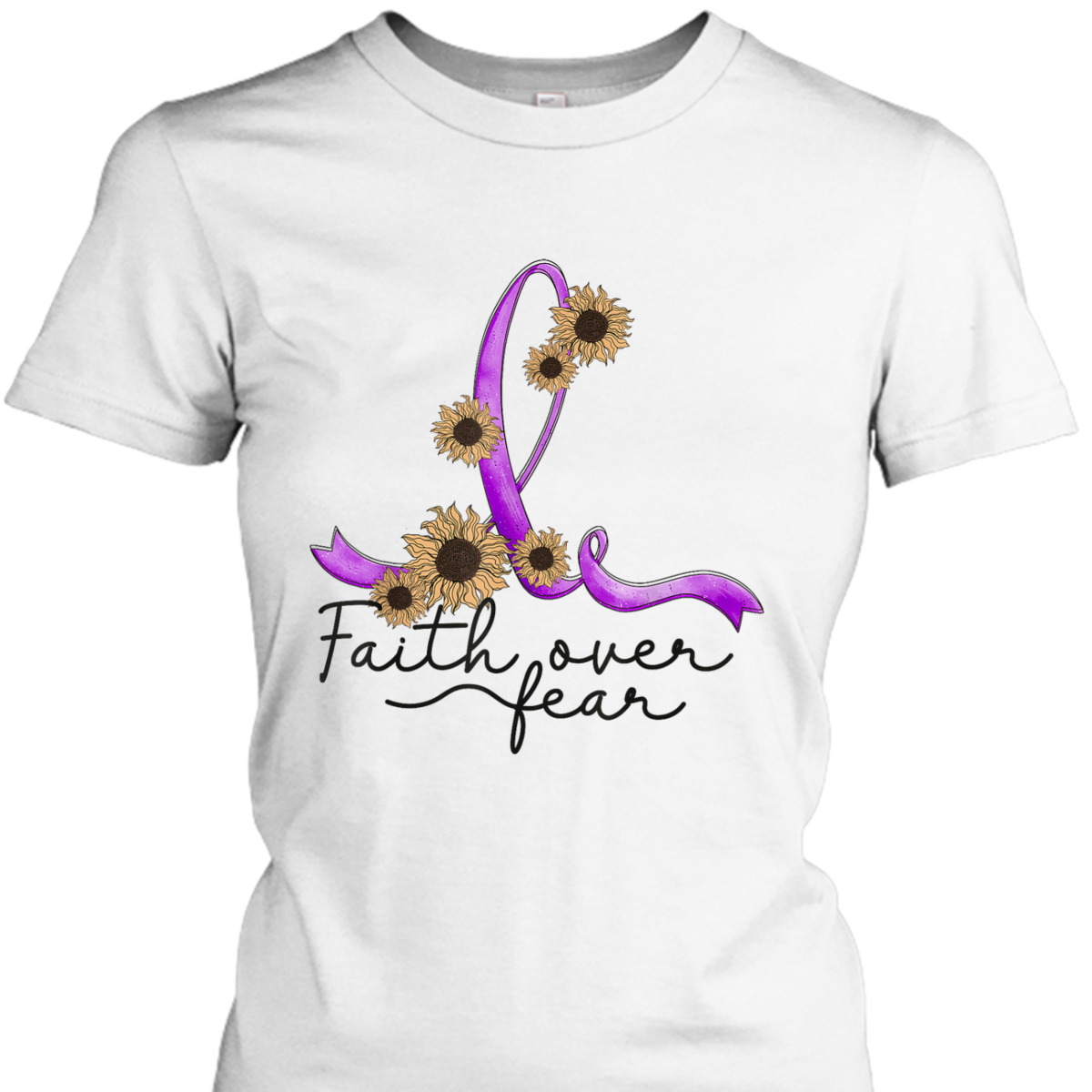 Epilepsy Awareness Sunflower Faith Over Fear Christian T-Shirt Epilepsy Awareness Sunflower Faith Over Fear Christian T-Shirt