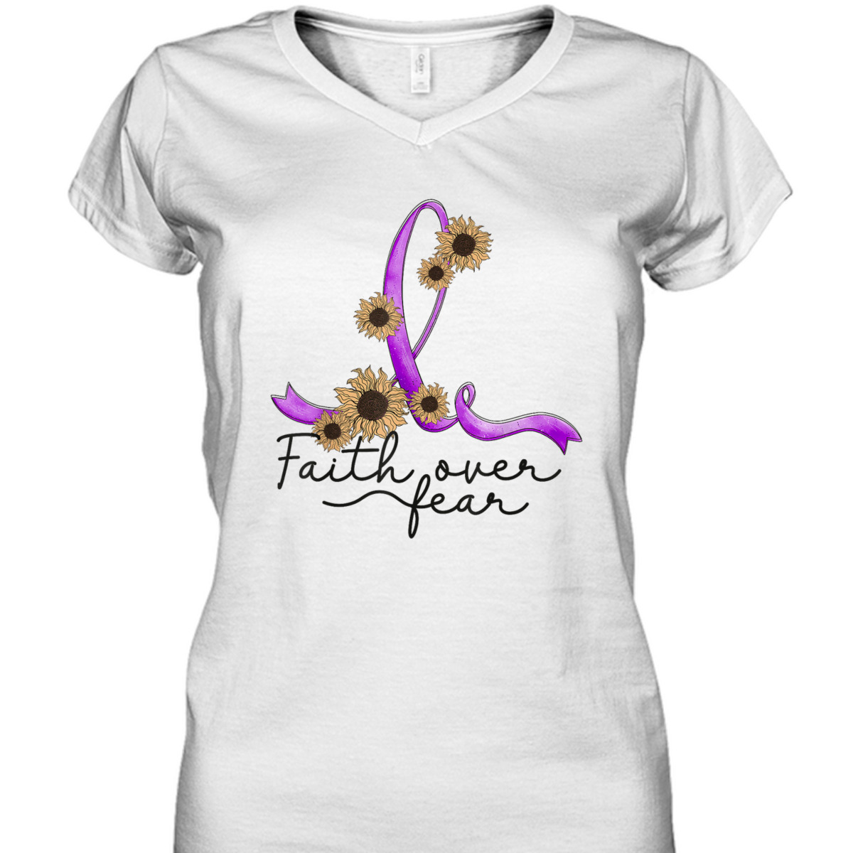 Epilepsy Awareness Sunflower Faith Over Fear Christian T-Shirt Epilepsy Awareness Sunflower Faith Over Fear Christian T-Shirt