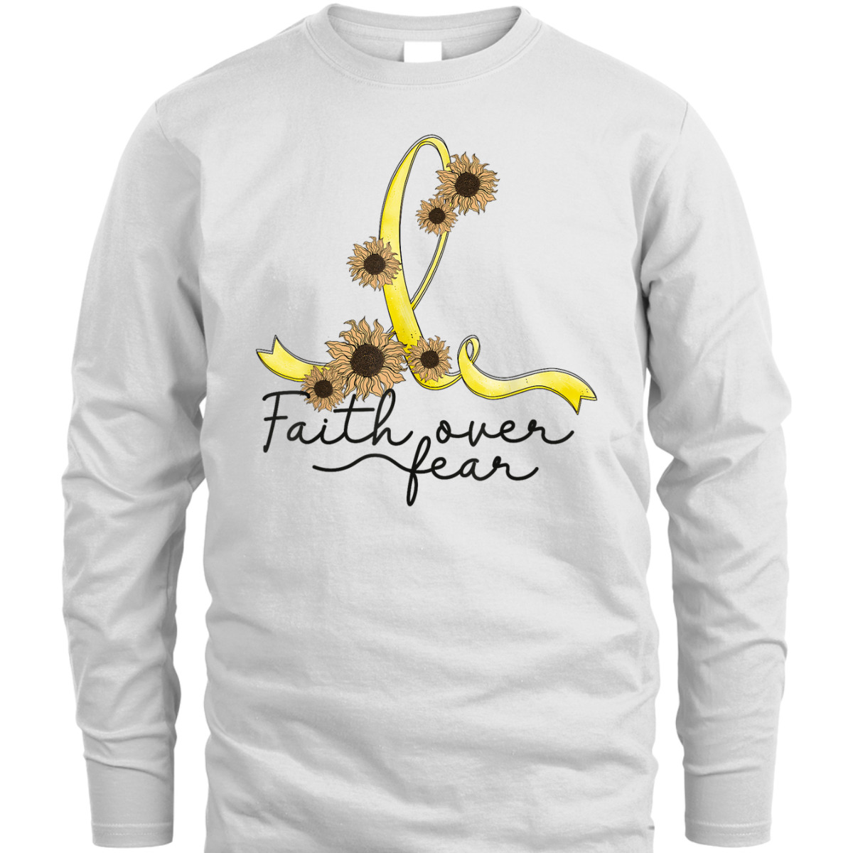 Endometriosis Awareness Sunflower Faith Over Fear Christian T-Shirt Endometriosis Awareness Sunflower Faith Over Fear Christian T-Shirt