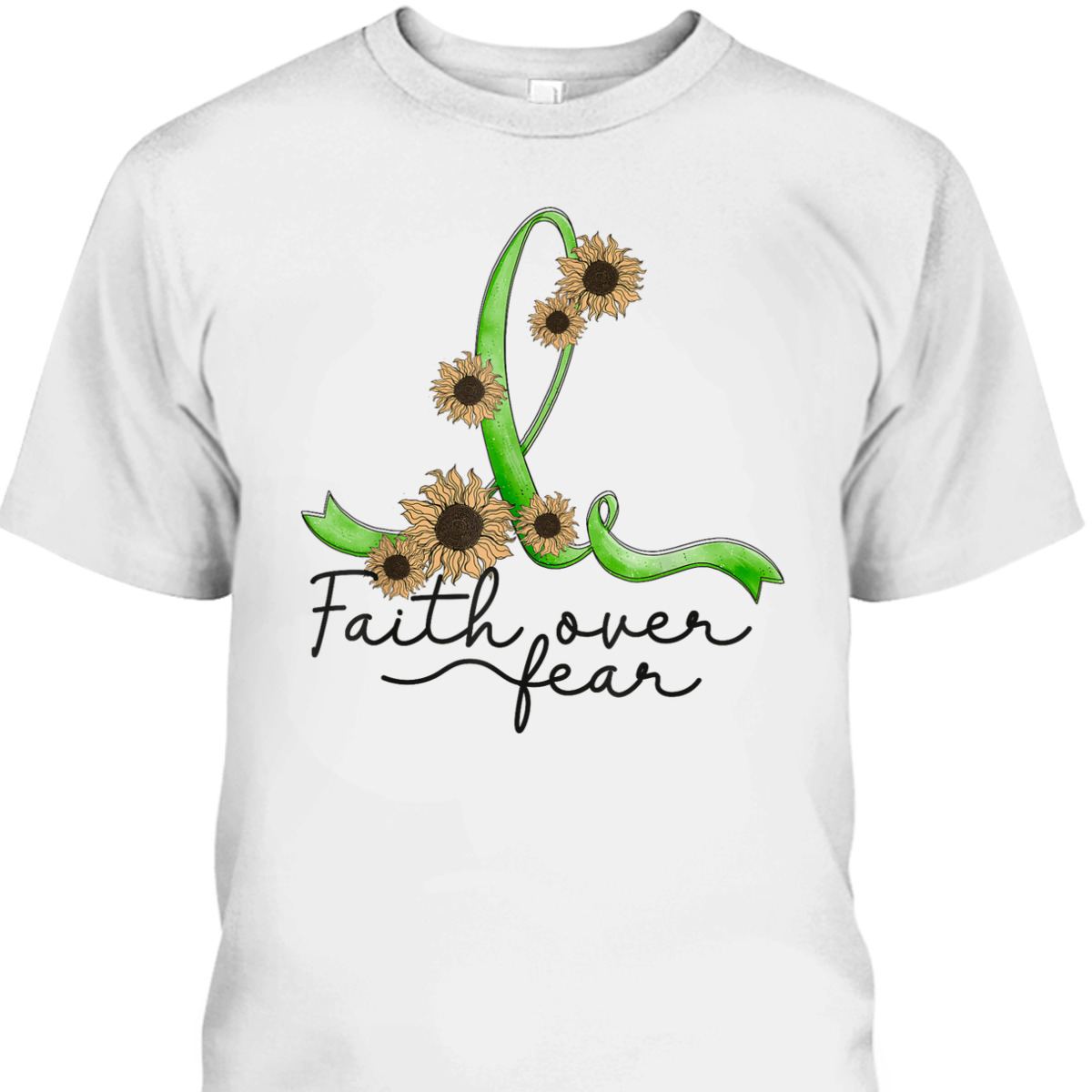 Gastroparesis Awareness Sunflower Faith Over Fear Christian T-Shirt