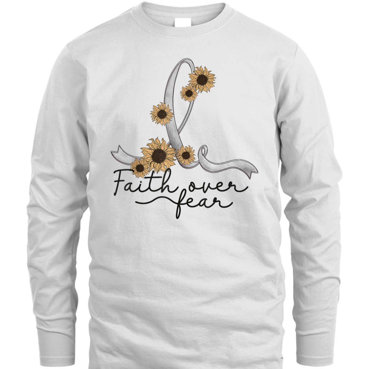 Parkinsons Awareness Sunflower Faith Over Fear Christian T-Shirt Parkinsons Awareness Sunflower Faith Over Fear Christian T-Shirt