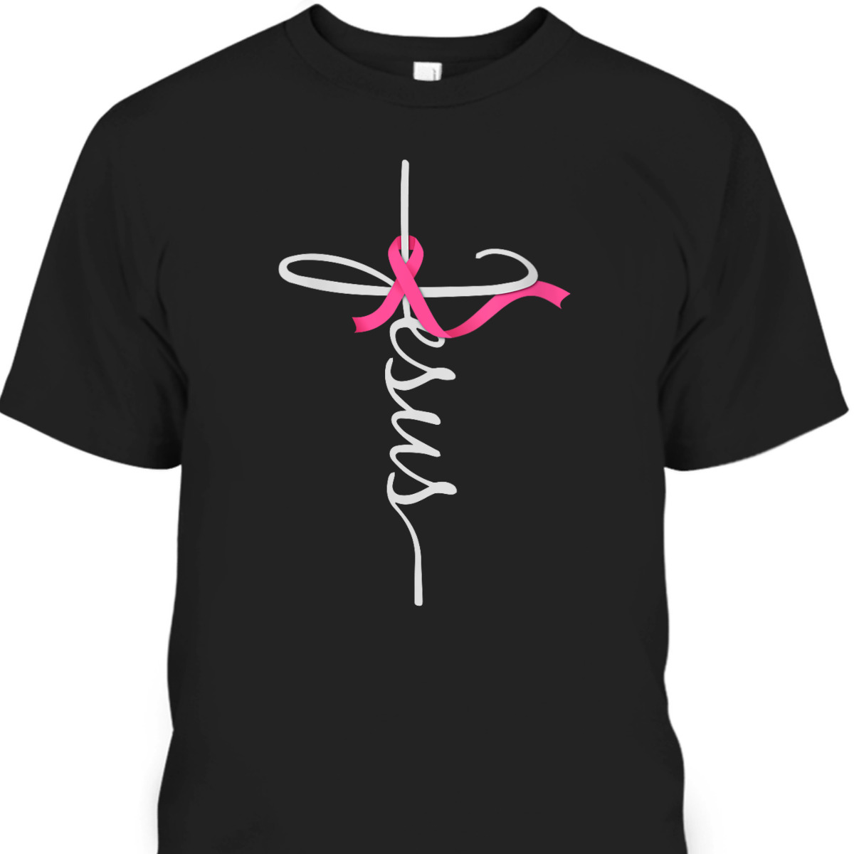 Jesus Christian Cross Breast Cancer Awareness Jesus Christ T-Shirt For Believers