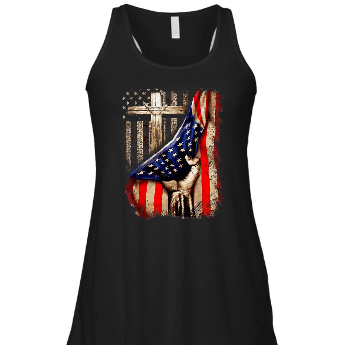 4th Of July Gift Christian Cross And American Flag Christian Patriotic T-Shirt 4th Of July Gift Christian Cross And American Flag Christian Patriotic T-Shirt